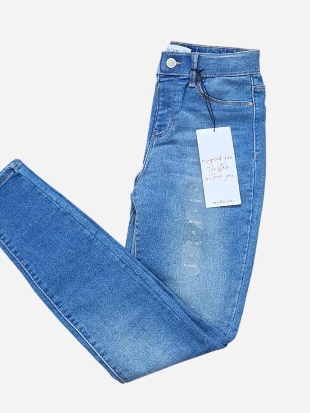 Vanilla Star Mid-Blue Stretch Skinny Jeggings